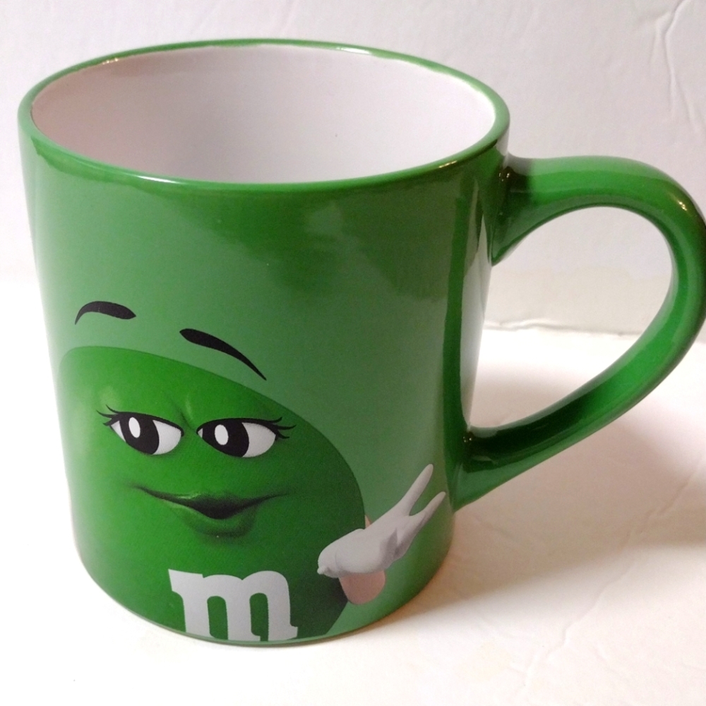 M&M World Mars Green Coffee Mug Ceramic 16 oz "Eat your heart out, Darling"